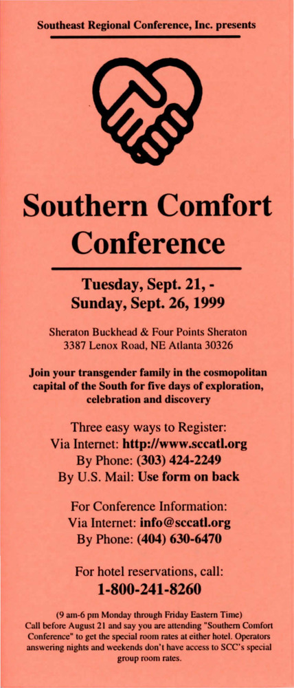 Download the full-sized PDF of Southern Comfort Conference Brochure (Sept. 21-26, 1999)