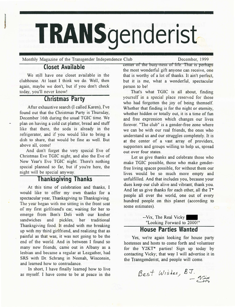 Download the full-sized PDF of The Transgenderist (December, 1999)