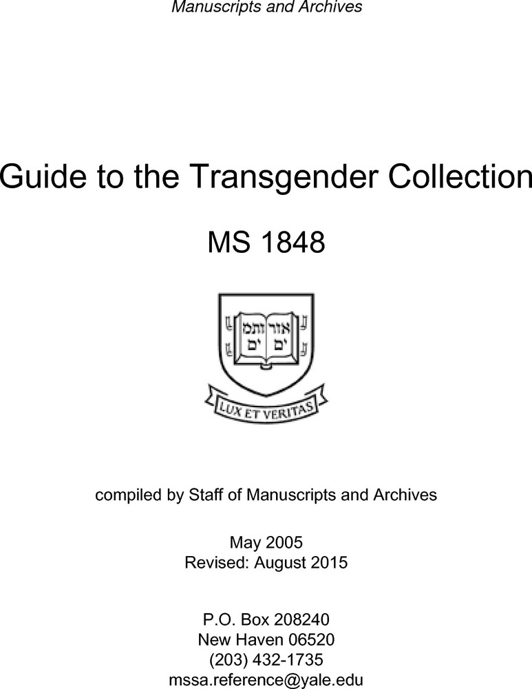Download the full-sized PDF of Guide to the Transgender Collection