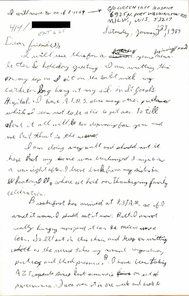 Download the full-sized PDF of Correspondence from Alyn Hess to Lou Sullivan (January 7, 1989)