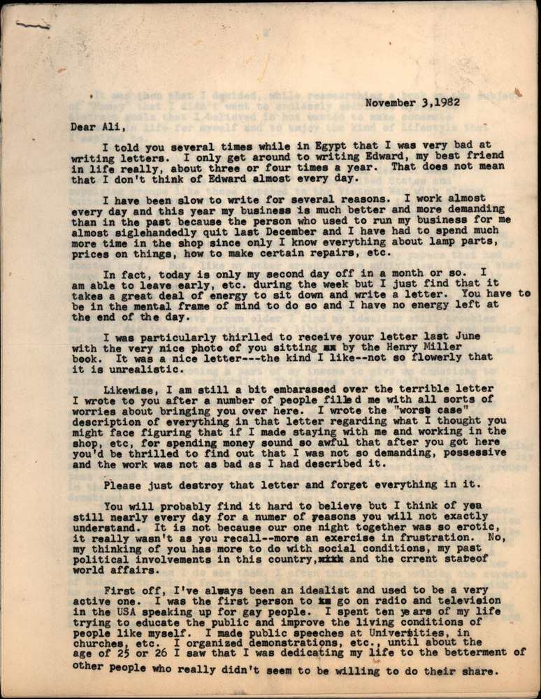 Download the full-sized PDF of A Letter Written by Randy Wicker to Ali