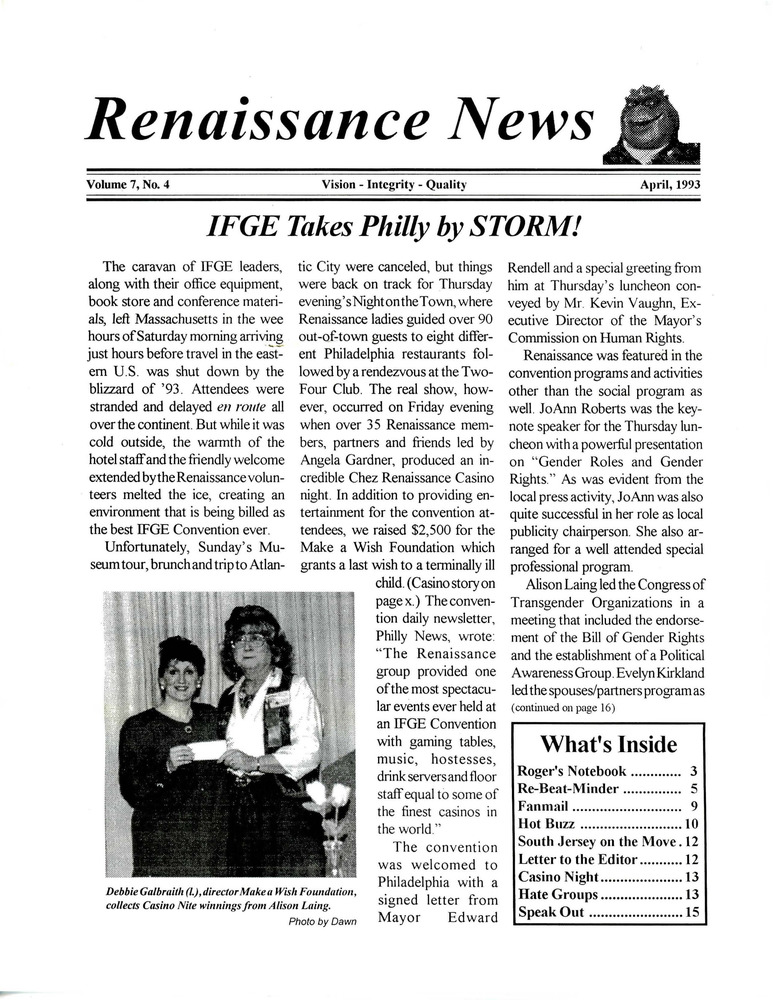 Download the full-sized PDF of Renaissance News, Vol. 7 No. 4 (April 1993)