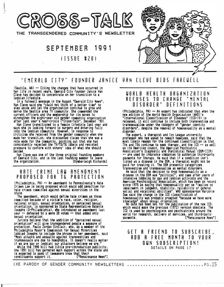 Download the full-sized PDF of Cross-Talk: The Gender Community’s News & Information Monthly, No. 28 (September, 1991)
