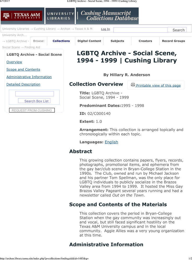 Download the full-sized PDF of LGBTQ Archive - Social Scene, 1994 - 1999