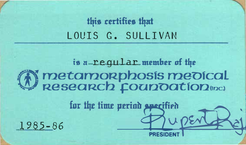 Download the full-sized PDF of Membership Card for Lou Sullivan from Rupert Raj (1985-1986)