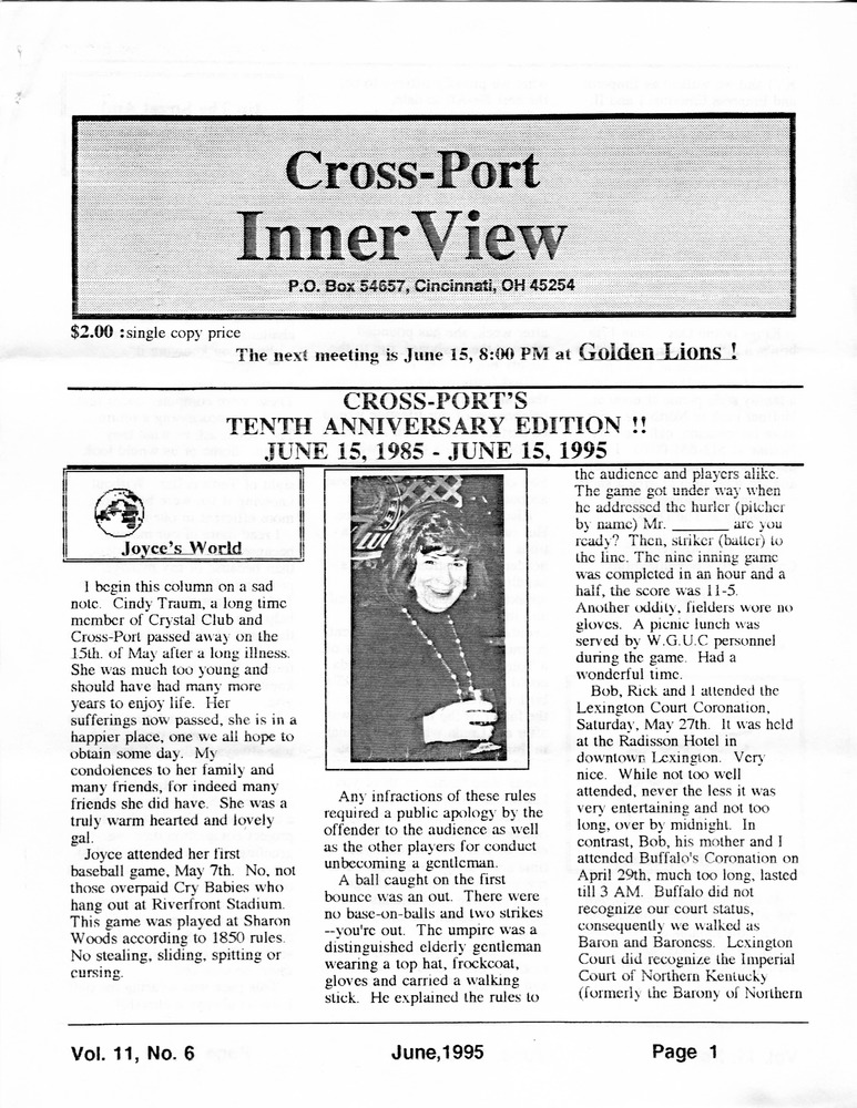 Download the full-sized PDF of Cross-Port InnerView, Vol. 11 No. 6 (June, 1995)