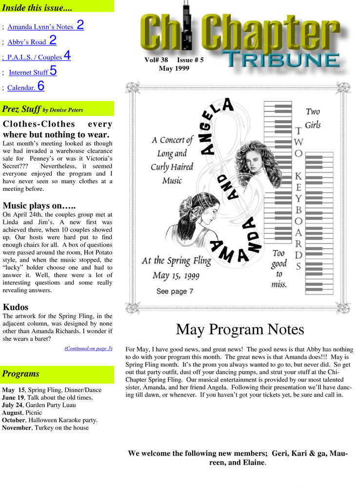 Download the full-sized PDF of Chi Chapter Tribune Vol. 38 Iss. 05 (May, 1999)