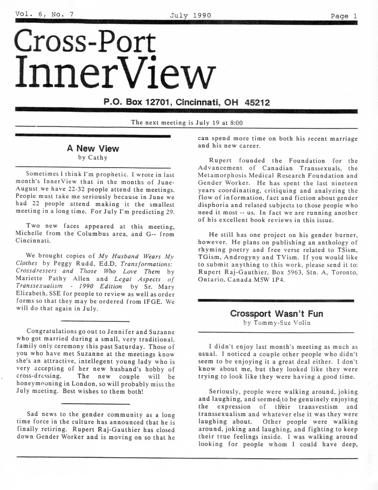 Download the full-sized PDF of Cross-Port InnerView, Vol. 6 No. 7 (July, 1990)