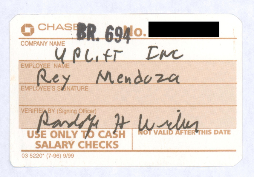Download the full-sized PDF of A Bank Authorization Card for Sylvia Rivera