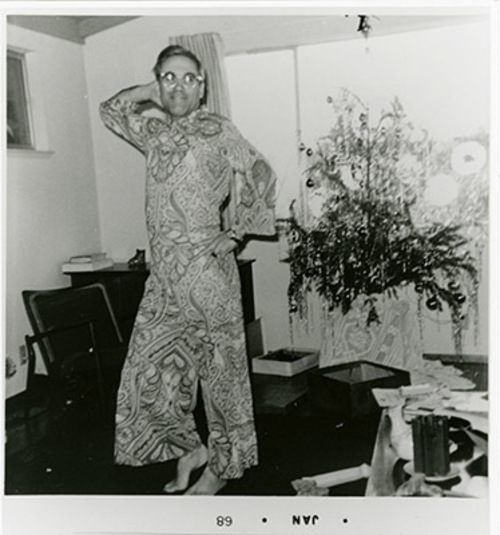 Download the full-sized image of Bud Wearing a Woman's Outfit During Christmas