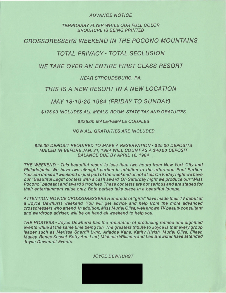 Download the full-sized PDF of Crossdressers Weekend in Pocono Mountains
