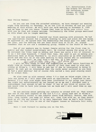 Download the full-sized PDF of Letter from Joan Edwards, T.V. Entertainers Club President