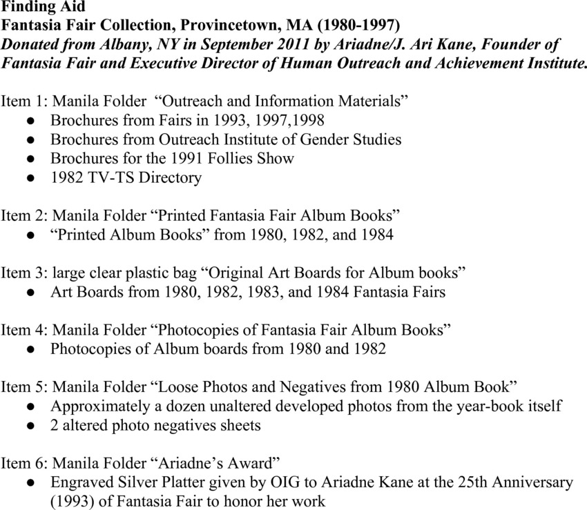 Download the full-sized PDF of Fantasia Fair Collection, Provincetown, MA (1980-1997)