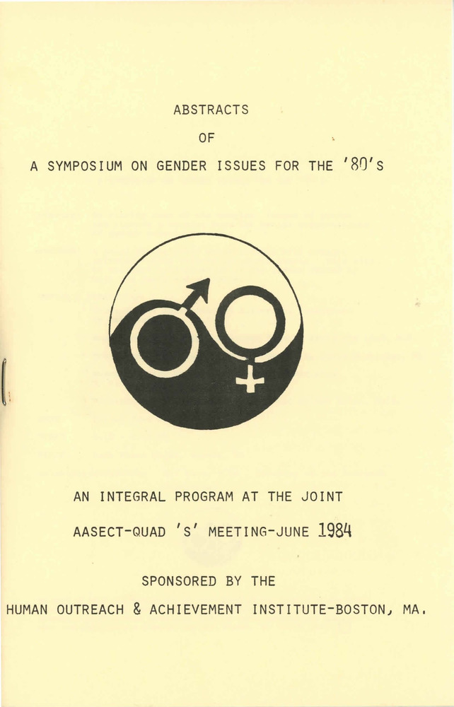 Download the full-sized PDF of Abstracts of a Symposium on Gender Issues for the '80's (Jun. 1984)