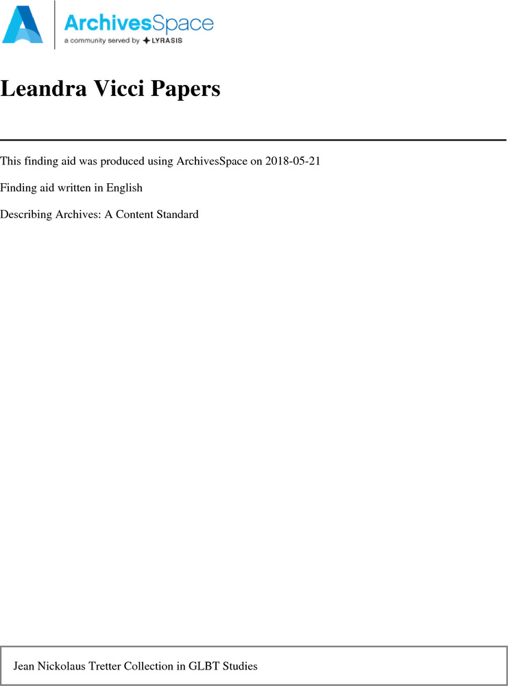 Download the full-sized PDF of Leandra Vicci Papers, 1974–2014