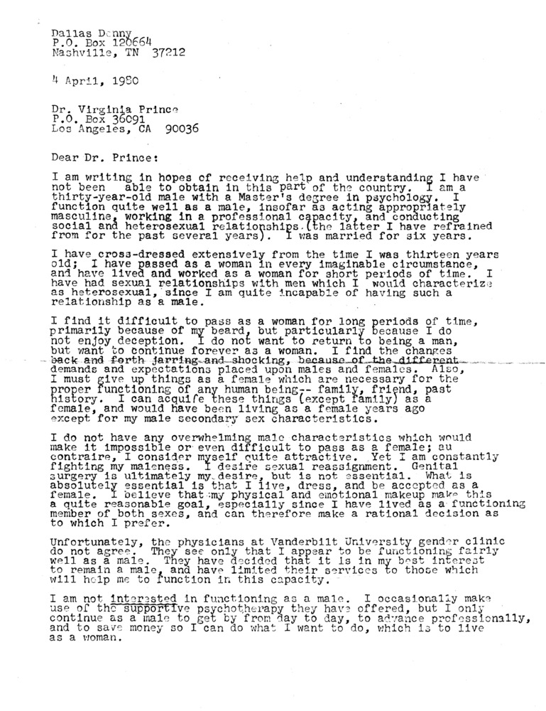 Download the full-sized PDF of Letter to Virginia Prince, April 4, 1980