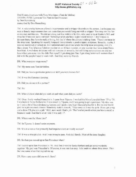 Download the full-sized image of Tony Manriquez Interview Transcript