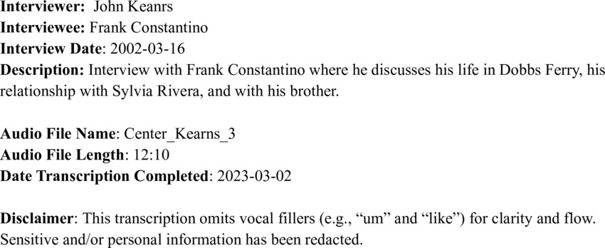 Download the full-sized PDF of Interview with Frank Constantino, Part II