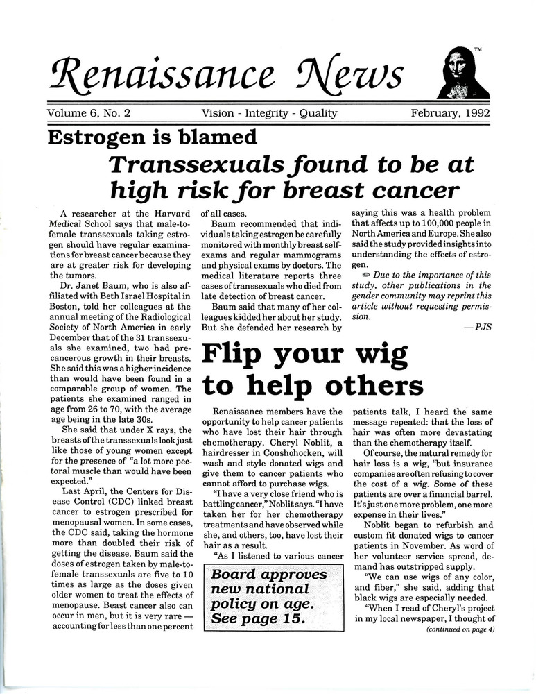 Download the full-sized PDF of Renaissance News, Vol. 6 No. 2 (February 1992)
