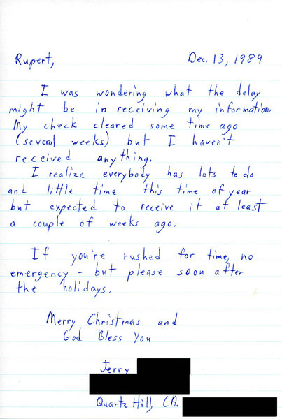 Download the full-sized image of Letter from Jerry to Rupert Raj (December 13, 1989)