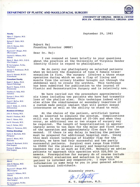 Download the full-sized image of Letter from Milton Edgerton to Rupert Raj (September 29, 1983)