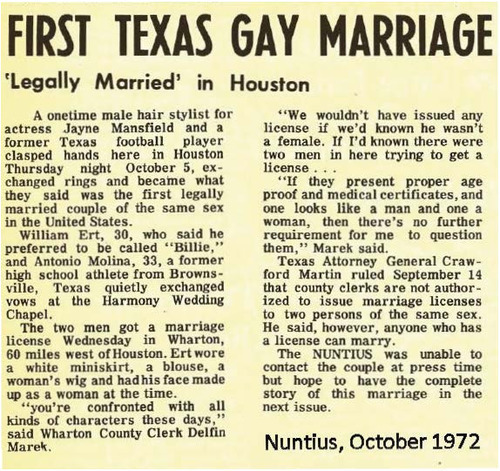 Download the full-sized image of First Texas Gay Marriage