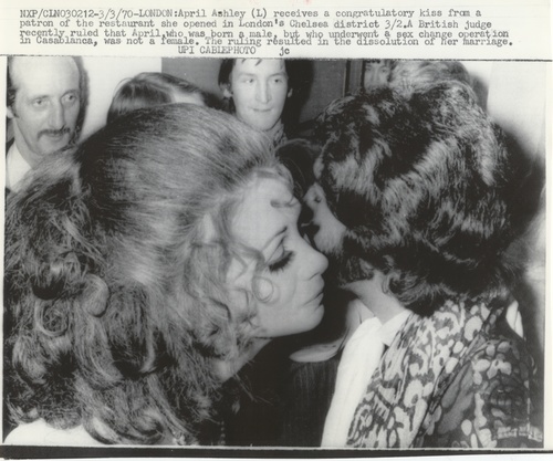 Download the full-sized image of April Ashley Receives a Congratulatory Kiss (March 3, 1970)