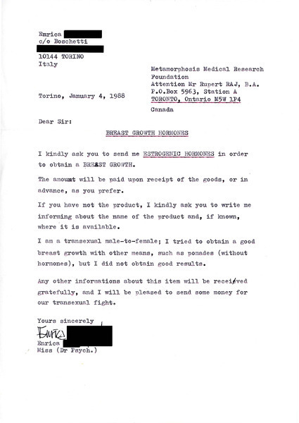 Download the full-sized image of Letter from Enrica to Rupert Raj (January 4, 1988)