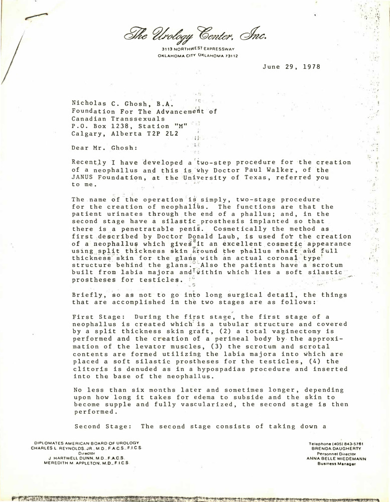 Download the full-sized PDF of Correspondence from Charles Reynolds to Nicholas Ghosh (June 29, 1978)