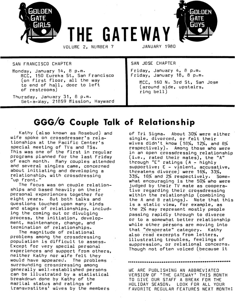 Download the full-sized PDF of The Gateway Vol. 2 No. 7 (January, 1980)