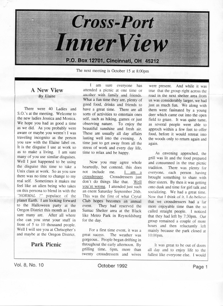 Download the full-sized PDF of Cross-Port InnerView, Vol. 8 No. 10 (October, 1992)