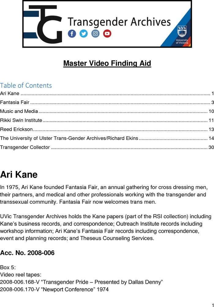 Download the full-sized PDF of Master Video Finding Aid