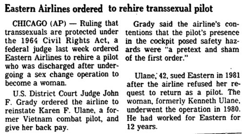 Download the full-sized image of Eastern Airlines Ordered to Rehire Transsexual Pilot