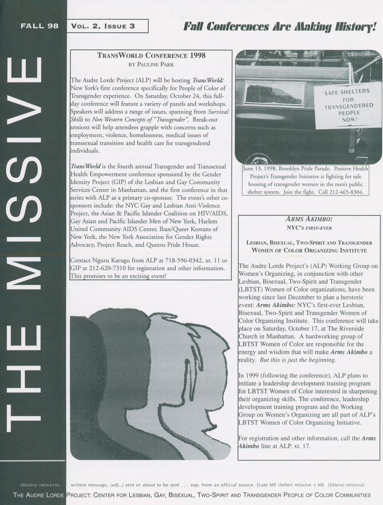 Download the full-sized PDF of The Missive, Vol. 2 Issue 3 (Fall 1998)