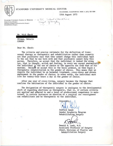 Download the full-sized image of Letter from Patrick Gandy and Donald R. Laub to Rupert Raj (August 15, 1973)