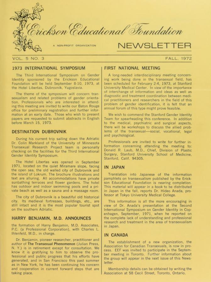 Download the full-sized image of Erickson Educational Foundation Newsletter, Vol. 5 No. 3 (Fall, 1972)